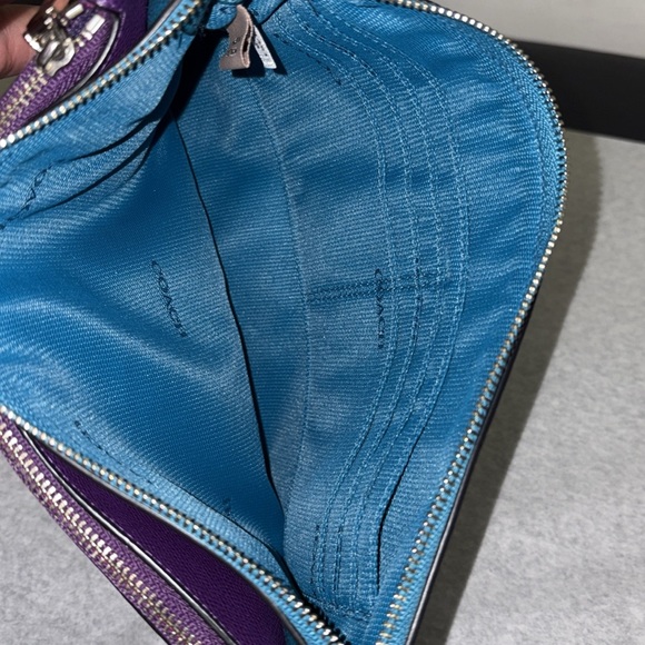 Coach Blue and Purple Saffiano Leather Clutch